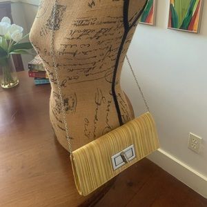 Silver chain handbag yellow multi color